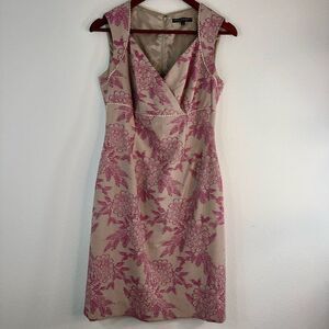 Vintage Isabella DeMarco Tahari Levine Pink Floral Cocktail Dress Empire Waist